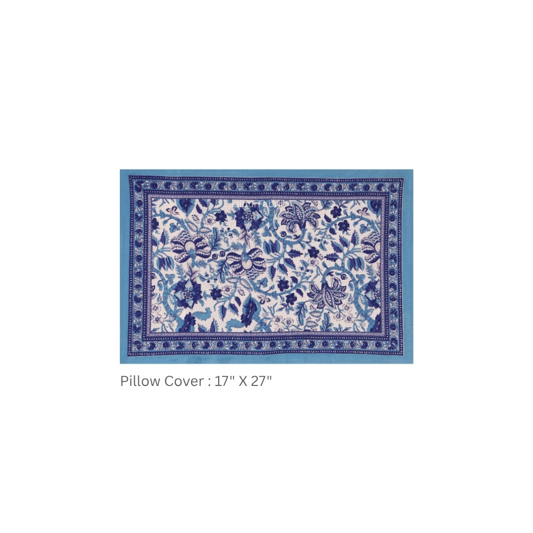 Indigo Blue Classic Royal Buti Pure Cotton King Size Bedsheet