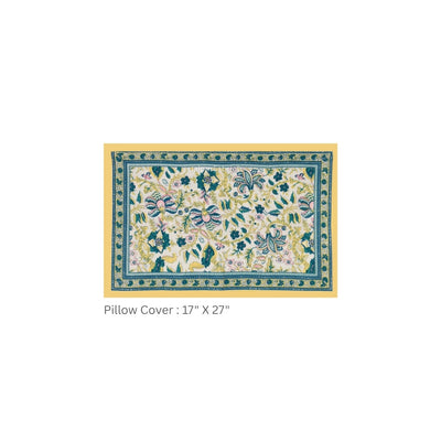 Sea Green & Yellow Classic Royal Buti Pure Cotton King Size Bedsheet
