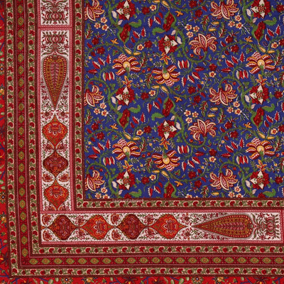 Deep Red & Blue Classic Royal Buti Pure Cotton King Size Bedsheet