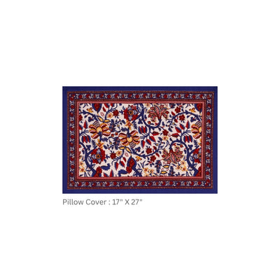 Deep Red & Blue Classic Royal Buti Pure Cotton King Size Bedsheet