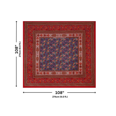 Deep Red & Blue Classic Royal Buti Pure Cotton King Size Bedsheet
