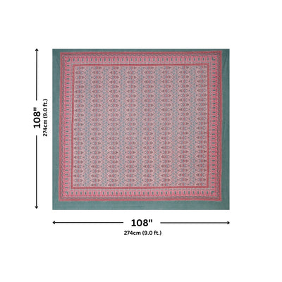 Grey & Pink Traditional Medallion Print Pure Cotton King Size Bedsheet