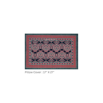 Navy Blue & Wine Traditional Medallion Print Pure Cotton King Size Bedsheet