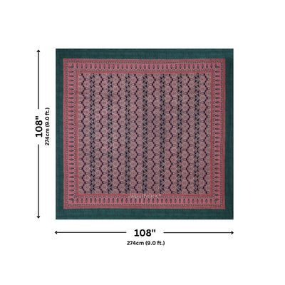 Navy Blue & Wine Traditional Medallion Print Pure Cotton King Size Bedsheet