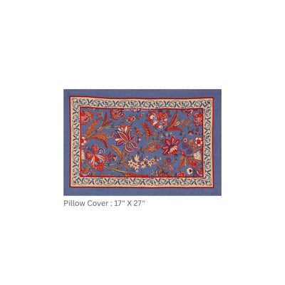 Lavender Blue Royal Paisley Vine Pure Cotton King Size Bedsheet