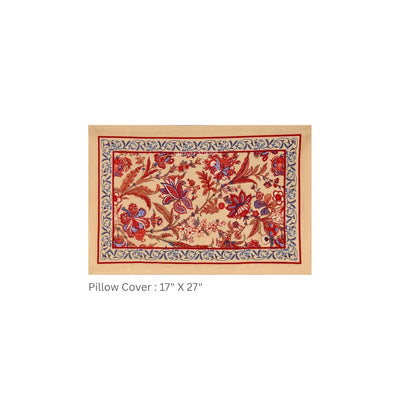 Beige Royal Paisley Vine Pure Cotton King Size Bedsheet
