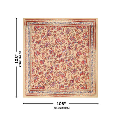 Beige Royal Paisley Vine Pure Cotton King Size Bedsheet
