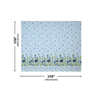 Sky Blue Poppies in Bloom Pure Cotton King Size Bedsheet