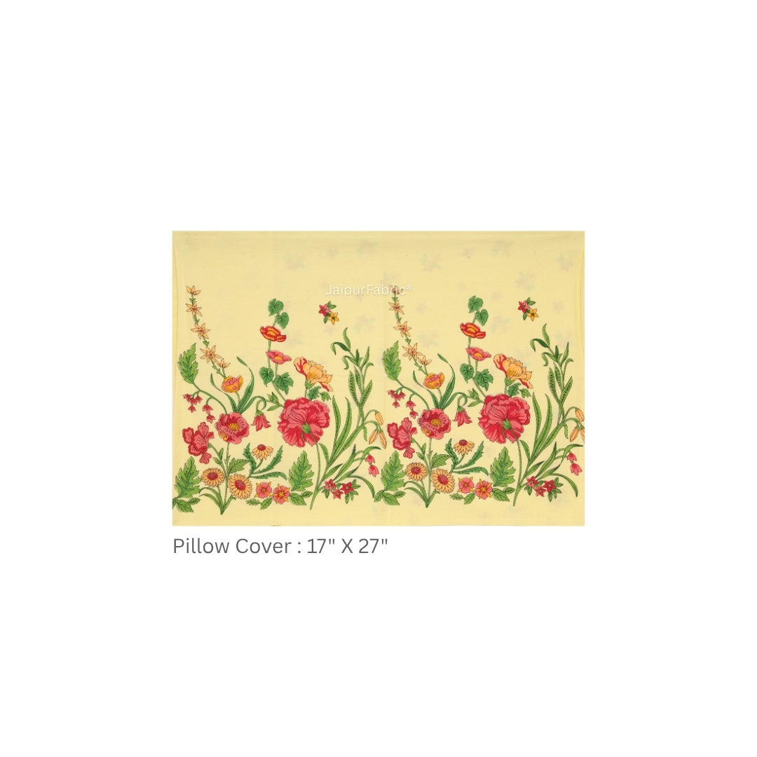 Pale Yellow Poppies in Bloom Pure Cotton King Size Bedsheet