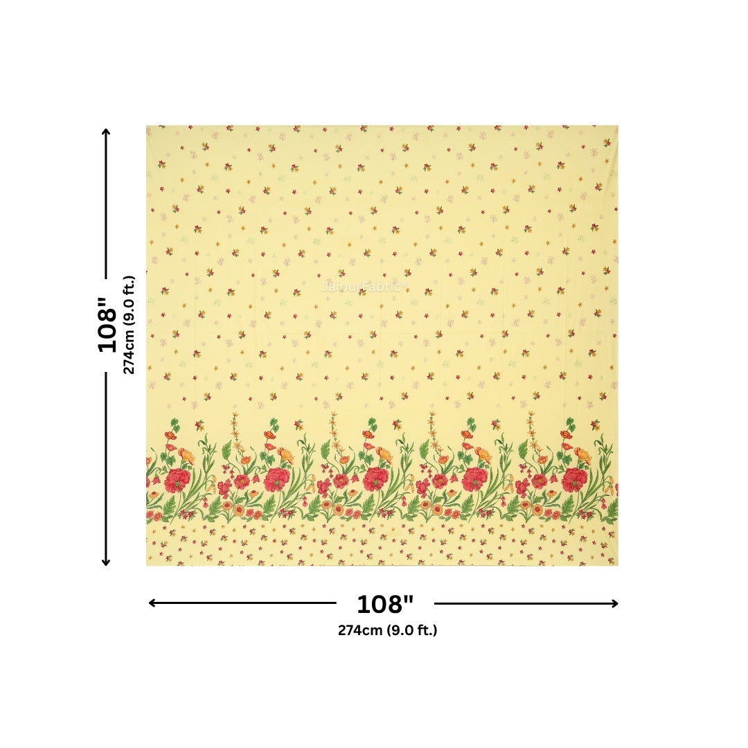 Pale Yellow Poppies in Bloom Pure Cotton King Size Bedsheet