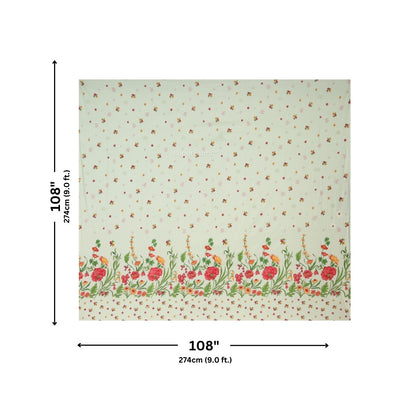 Mint Green Poppies in Bloom Pure Cotton King Size Bedsheet
