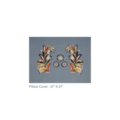 Steel Blue Majestic Fern Leaf Pure Cotton King Size Bedsheet