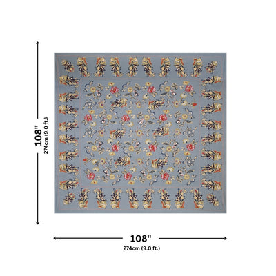 Steel Blue Majestic Fern Leaf Pure Cotton King Size Bedsheet