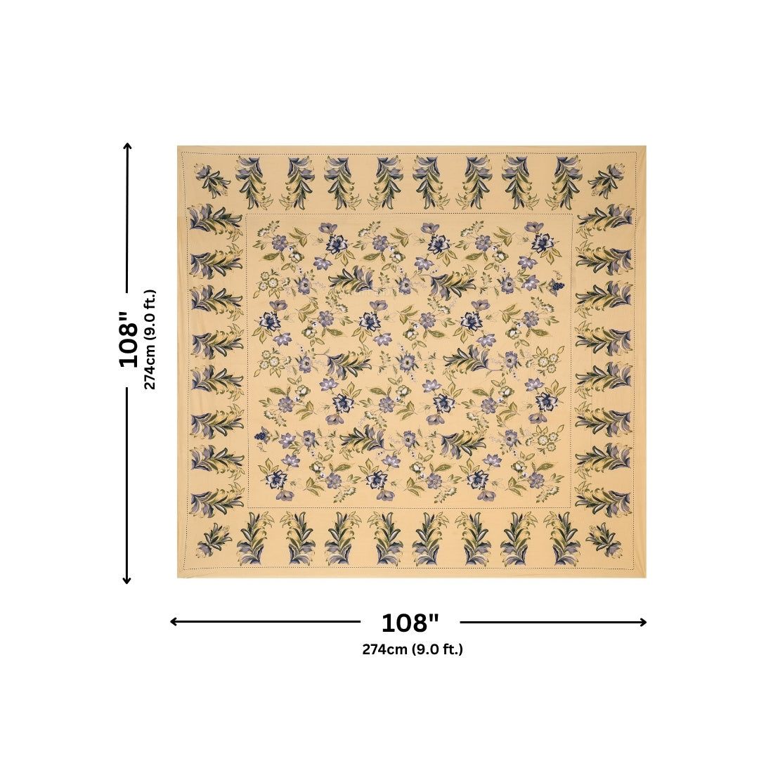 Sand Beige Majestic Fern Leaf Pure Cotton King Size Bedsheet