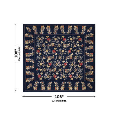 Midnight Blue Majestic Fern Leaf Pure Cotton King Size Bedsheet