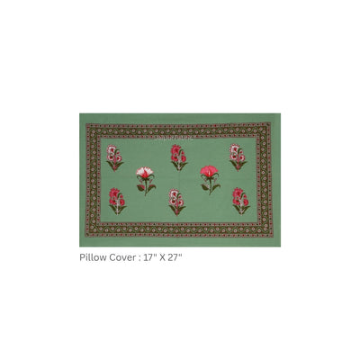 Sage Green Royal Rose Buti Pure Cotton King Size Bedsheet