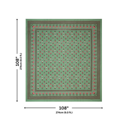 Sage Green Royal Rose Buti Pure Cotton King Size Bedsheet