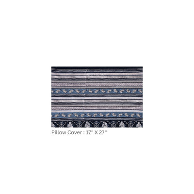 Deep Indigo Ornate Lattice Geometry Pure Cotton King Size Bedsheet