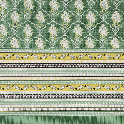 Forest Green Ornate Lattice Geometry Pure Cotton King Size Bedsheet