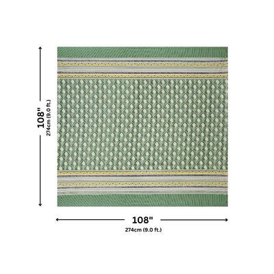 Forest Green Ornate Lattice Geometry Pure Cotton King Size Bedsheet