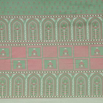Mint & Rose Heritage Arch Motif Pure Cotton King Size Bedsheet