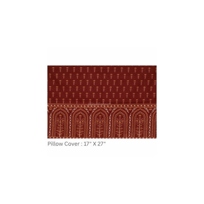 Maroon & Rust Heritage Arch Motif Pure Cotton King Size Bedsheet