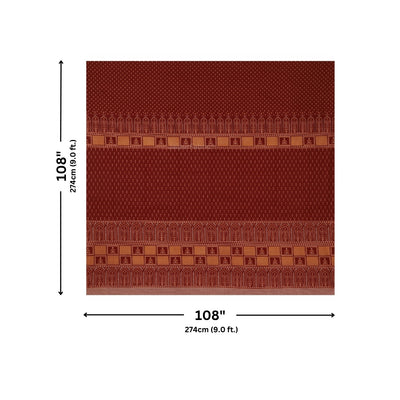 Maroon & Rust Heritage Arch Motif Pure Cotton King Size Bedsheet