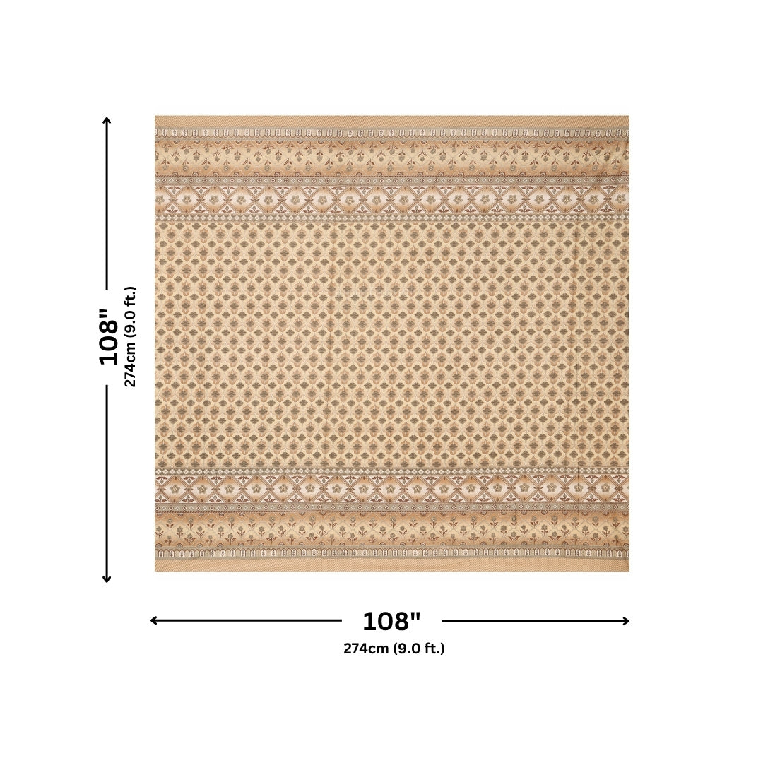 Sand & Ochre Heritage Arch Motif Pure Cotton King Size Bedsheet