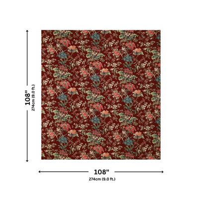 Deep Wine Enchanted Forest Floral Pure Cotton King Size Bedsheet