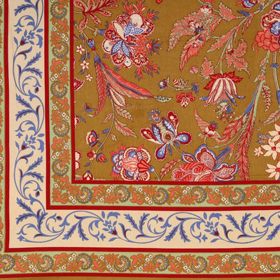 Mustard Brown Royal Paisley Vine Pure Cotton King Size Bedsheet