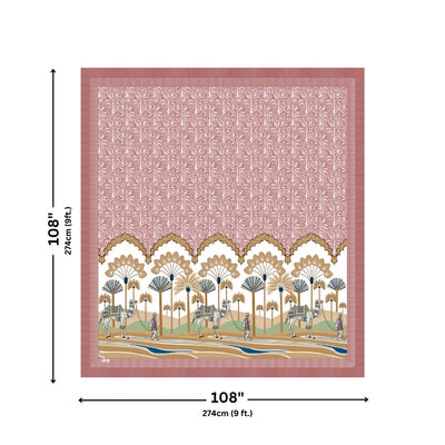 Rajasthani Camel Caravan Jaipuri Print Maroon Red 240 TC Cotton King Size Bedsheet