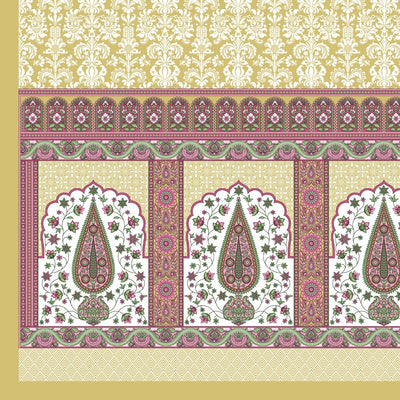 Royal Charm Paisley Booti Jaipuri Lemon Yellow 240 TC Cotton King Size Bedsheet