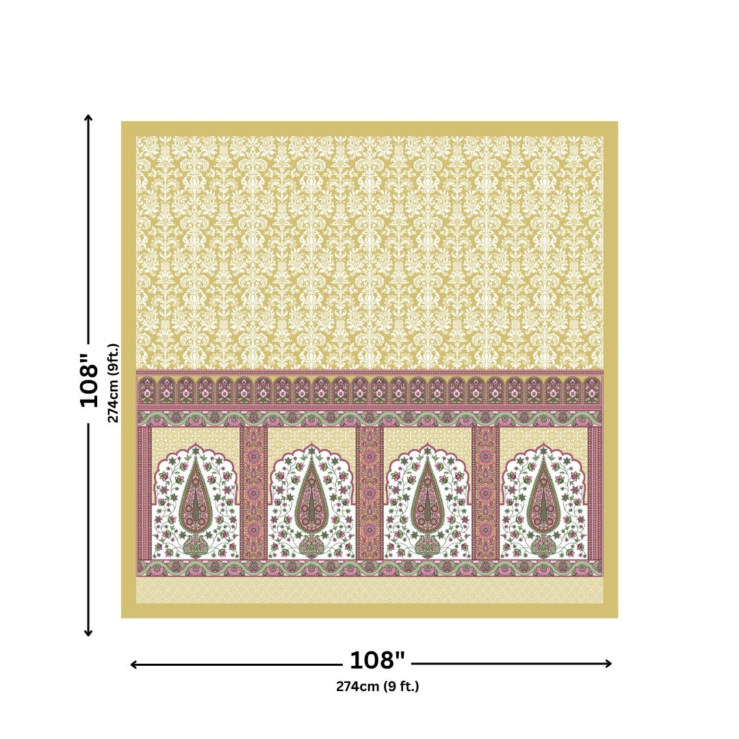 Royal Charm Paisley Booti Jaipuri Lemon Yellow 240 TC Cotton King Size Bedsheet