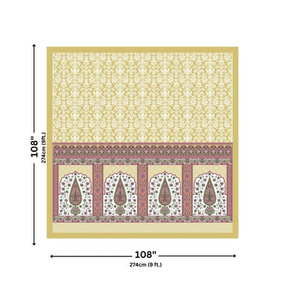 Royal Charm Paisley Booti Jaipuri Lemon Yellow 240 TC Cotton King Size Bedsheet