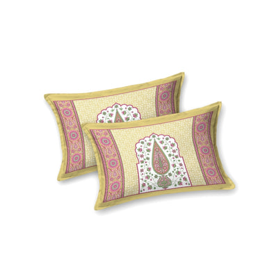 Royal Charm Paisley Booti Jaipuri Lemon Yellow 240 TC Cotton King Size Bedsheet