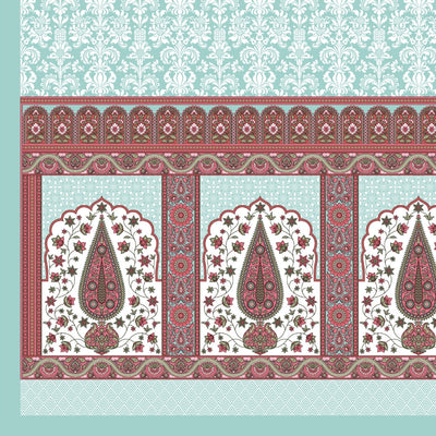Royal Charm Paisley Booti Jaipuri Mint Aqua 240 TC Cotton King Size Bedsheet