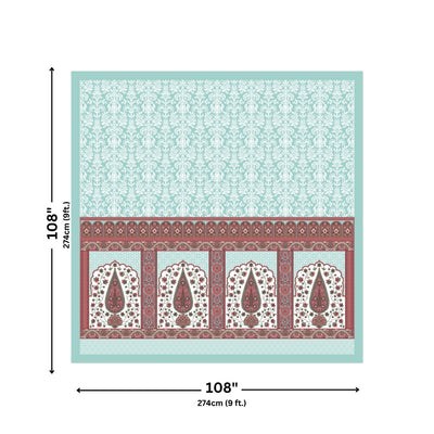 Royal Charm Paisley Booti Jaipuri Mint Aqua 240 TC Cotton King Size Bedsheet