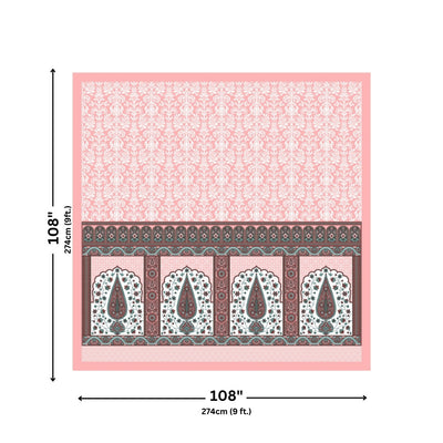 Royal Charm Paisley Booti Jaipuri Blush Pink 240 TC Cotton King Size Bedsheet