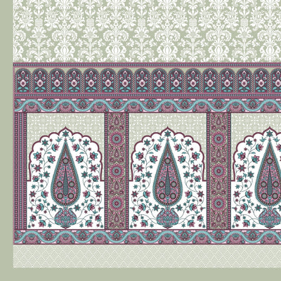 Royal Charm Paisley Booti Jaipuri Sage Green 240 TC Cotton King Size Bedsheet