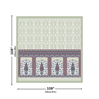 Royal Charm Paisley Booti Jaipuri Sage Green 240 TC Cotton King Size Bedsheet