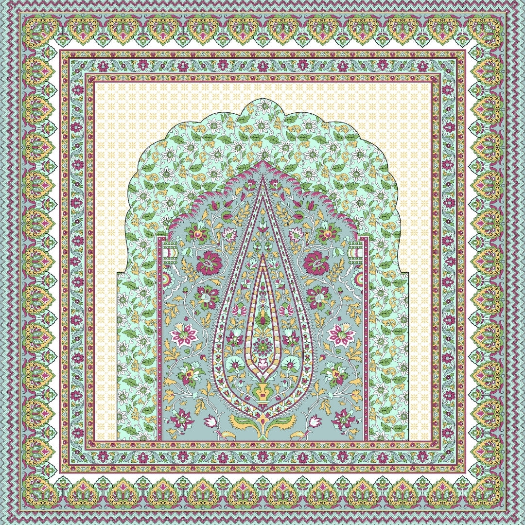 Royal Paisley Mandala Jaipuri Sky Blue 240 TC Cotton King Size Bedsheet