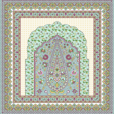 Royal Paisley Mandala Jaipuri Sky Blue 240 TC Cotton King Size Bedsheet