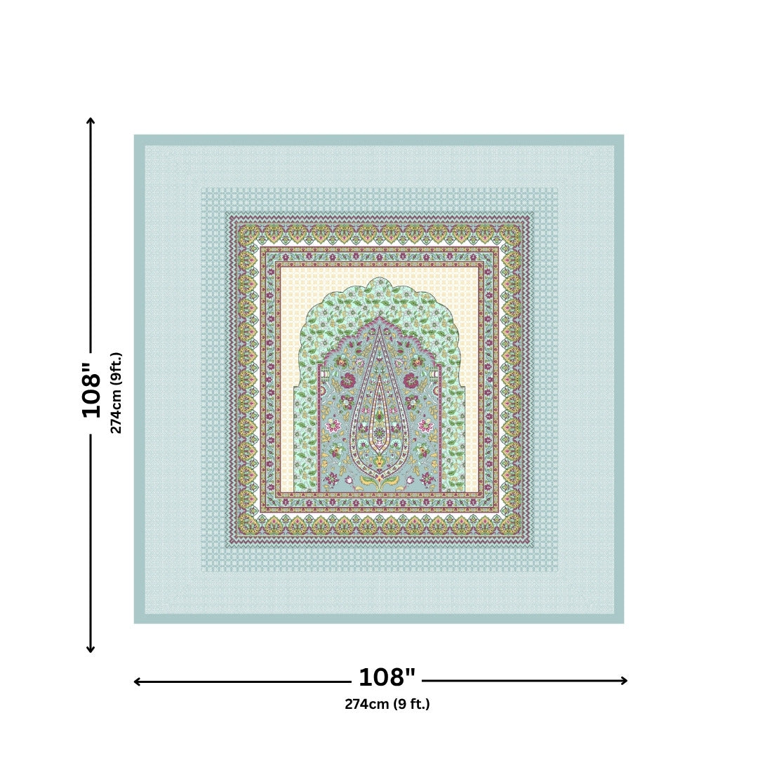 Royal Paisley Mandala Jaipuri Sky Blue 240 TC Cotton King Size Bedsheet