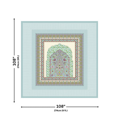 Royal Paisley Mandala Jaipuri Sky Blue 240 TC Cotton King Size Bedsheet