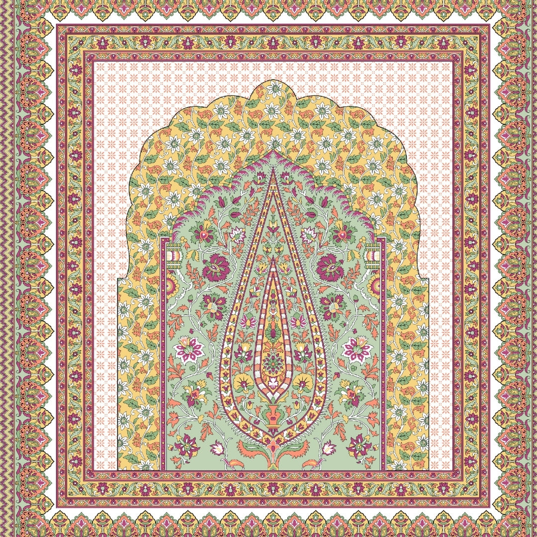 Royal Paisley Mandala Jaipuri Mint Green 240 TC Cotton King Size Bedsheet