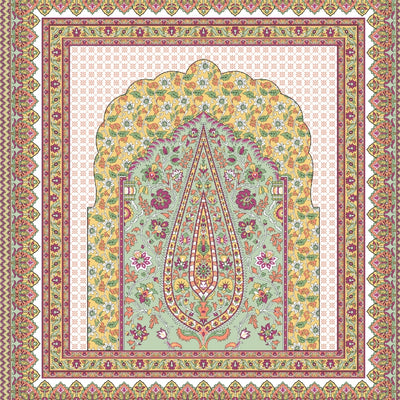 Royal Paisley Mandala Jaipuri Mint Green 240 TC Cotton King Size Bedsheet