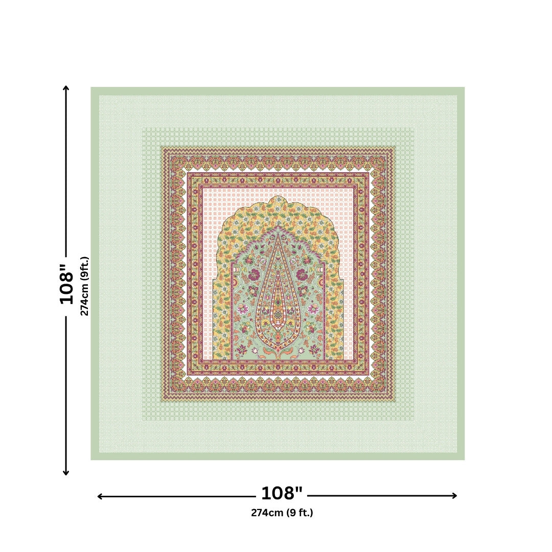 Royal Paisley Mandala Jaipuri Mint Green 240 TC Cotton King Size Bedsheet