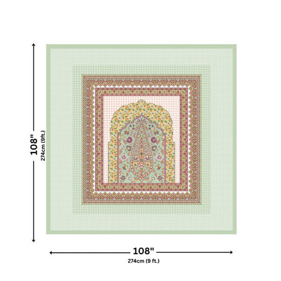 Royal Paisley Mandala Jaipuri Mint Green 240 TC Cotton King Size Bedsheet