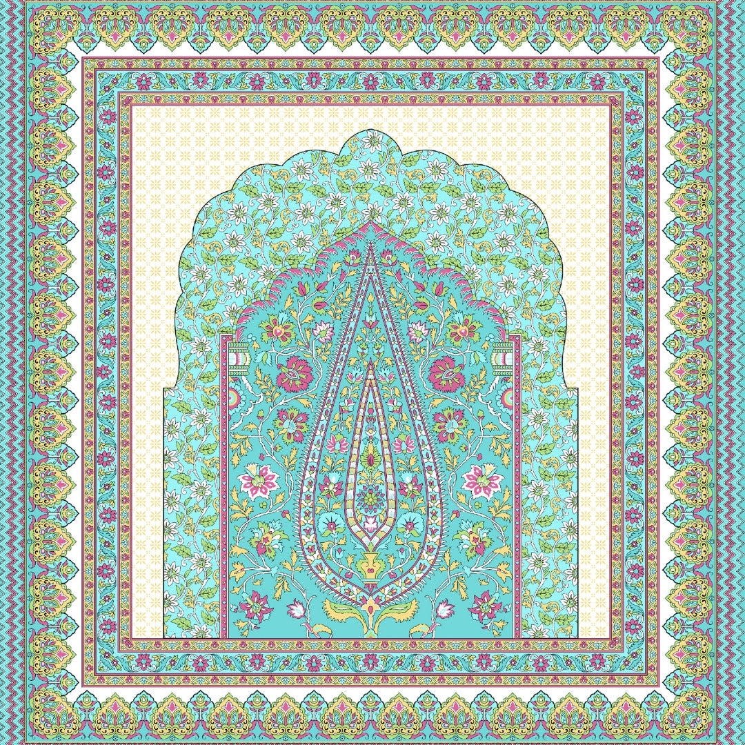 Royal Paisley Mandala Jaipuri Turquoise 240 TC Cotton King Size Bedsheet