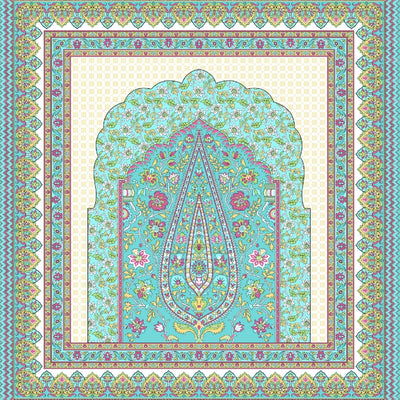 Royal Paisley Mandala Jaipuri Turquoise 240 TC Cotton King Size Bedsheet